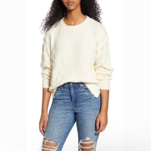 Moon River Sweaters - Moon River Dotted Texture Ivory Sweater